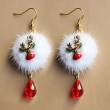 

2022 New Pompon Snowflake Crystal Reindeer Santa Claus Christmas Earrings For Women Fashion Jewelry Xmas New Year Sweet Earrings