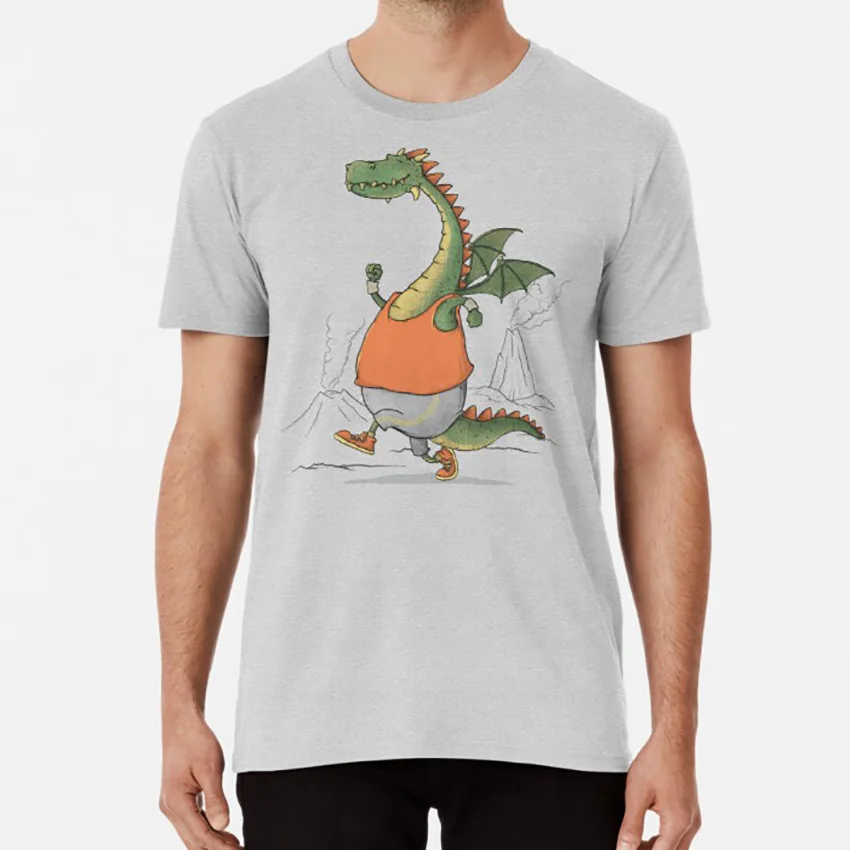 Morning Run T shirt running morning mountains dragon sport athletic funny animal animals cartoon