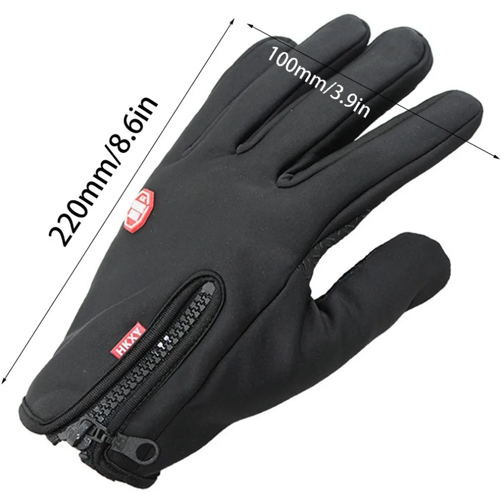 Men Women Zipper Touch Screen Gloves Motorcycle Gloves Keep Warm Ride Waterproof Gloves Cold-resistant Gloves