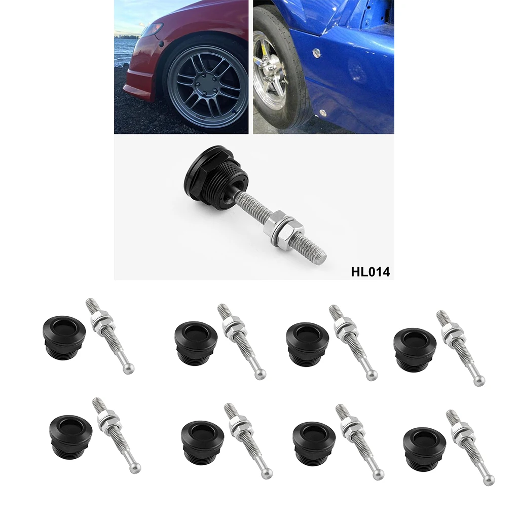 8Pcs Heavy Duty Aluminum Hood Pin Kit - 0.87''/ 22mm Quick Release Latch for Mostly Car DIY - Black