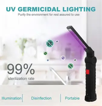 

10w Foldable UV LED Light Sterilizer Wand Portable Usb Disinfection Flashlight Work Light Phone Germicidal Lamp