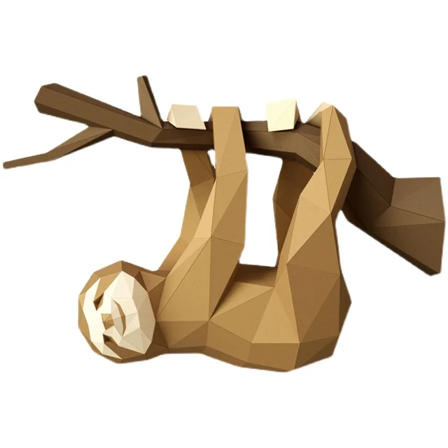 Sleeping Big Sloth Paper 3D DIY Material Manual Creative Home Decor Props Hand Made Cute Geometric Paper Figures Animal Model 4