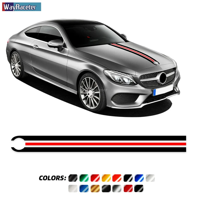 Car Hood Sticker Bonnet Stripes Decal For Mercedes Benz W204 W205 W176 W177  A45 Cla250 W213 W211 C63 Amg A C E Cla Gla Glc Cls - Car Stickers -  AliExpress