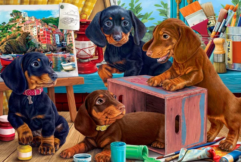 

Dog painting wooden puzzle 500 pieces ersion jigsaw puzzle adult children's educational toys