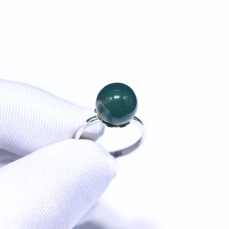 

R601 Blue Amber 925 Silver Adjustable WOMEN'S Ring 10-11mm Main Stone hua ban zhu Plate Can Better with Stable Main Stone