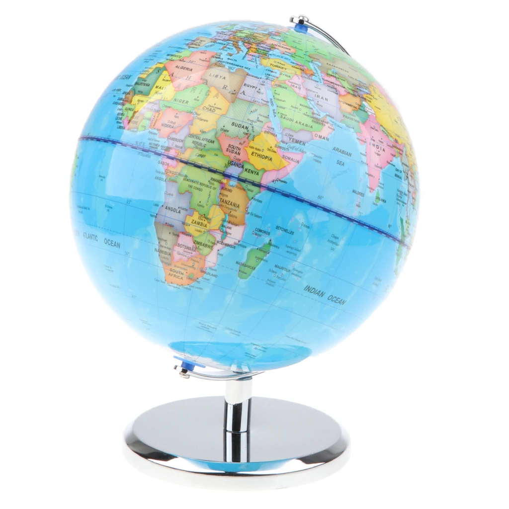 20cm Metal Base Geographical World Globe Map Educational Learning Toy - B