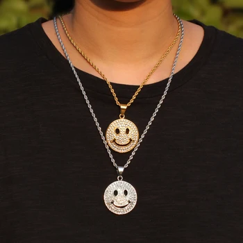 

Hip Hop Dainty Cute Smile Face Pendants Necklace Women Fashion Stainless steel Creative Trend Jewelry Birthday Gifts Necklace