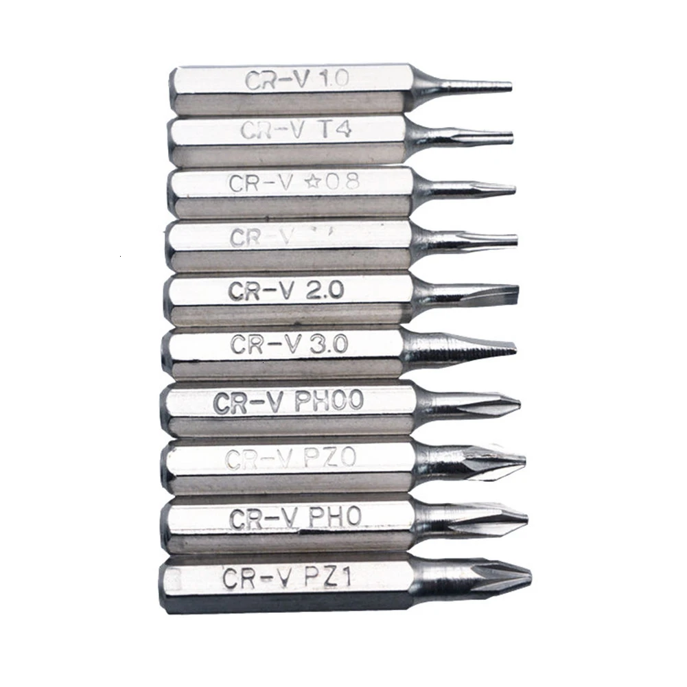 10 шт. CR-V Torx Набор бит, включая PH00, PH0, Z1, Z0, 3,0, 2,0, 1,0, T5, T4, 08