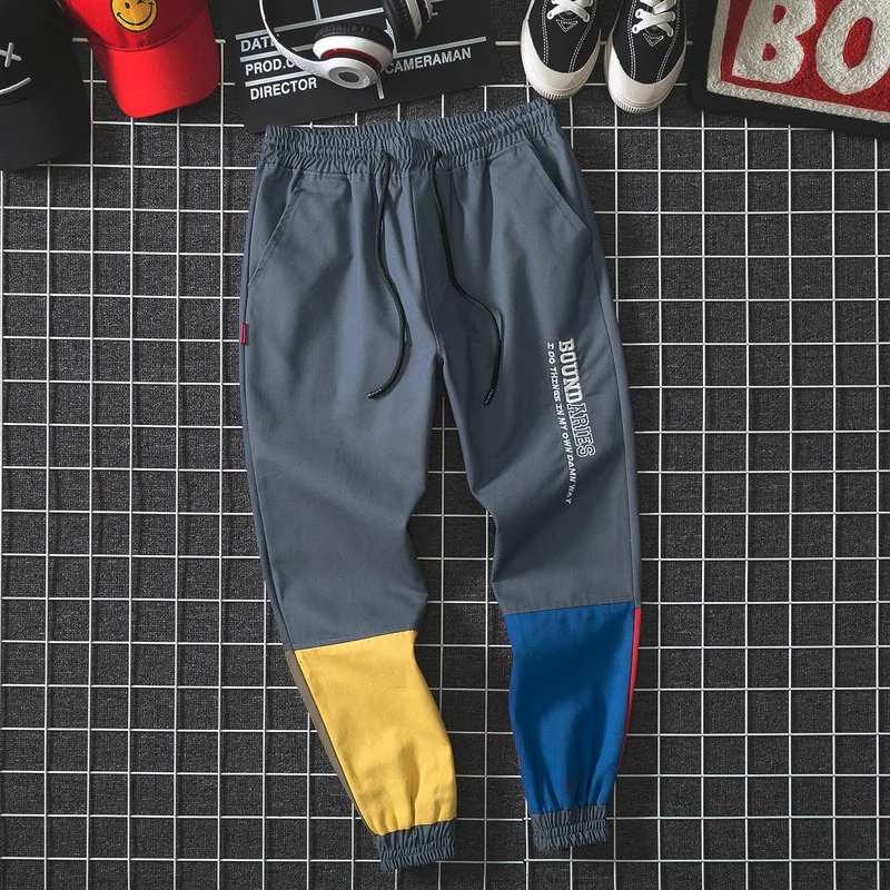 

Large Size Japanese-style Contrast Color Joint England Hip Hop Hip Hop Sports Large Size Trousers Slim Fit Capri Pants Men's Tro