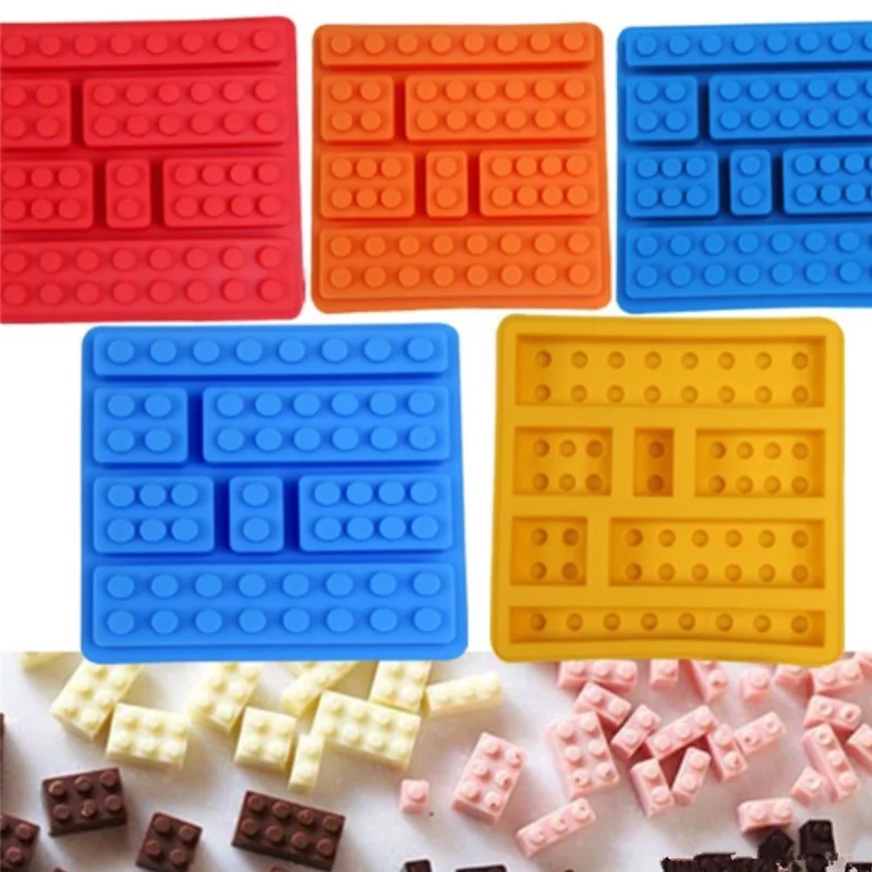 

1PCS 10Hole Lego Brick Blocks Shaped Rectangular DIY Chocolate Silicone Mold Ice Cube Tray Cake Tools Fondant Moulds
