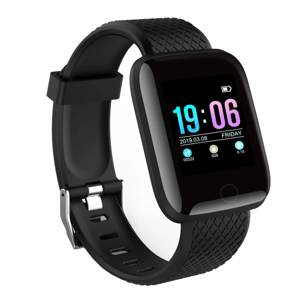 Смарт-часы D13 для мужчин и женщин для Android, Apple Phone, водонепроницаемый трекер сердечного ритма, кровяное давление, кислородные спортивные умные часы - Цвет: Black