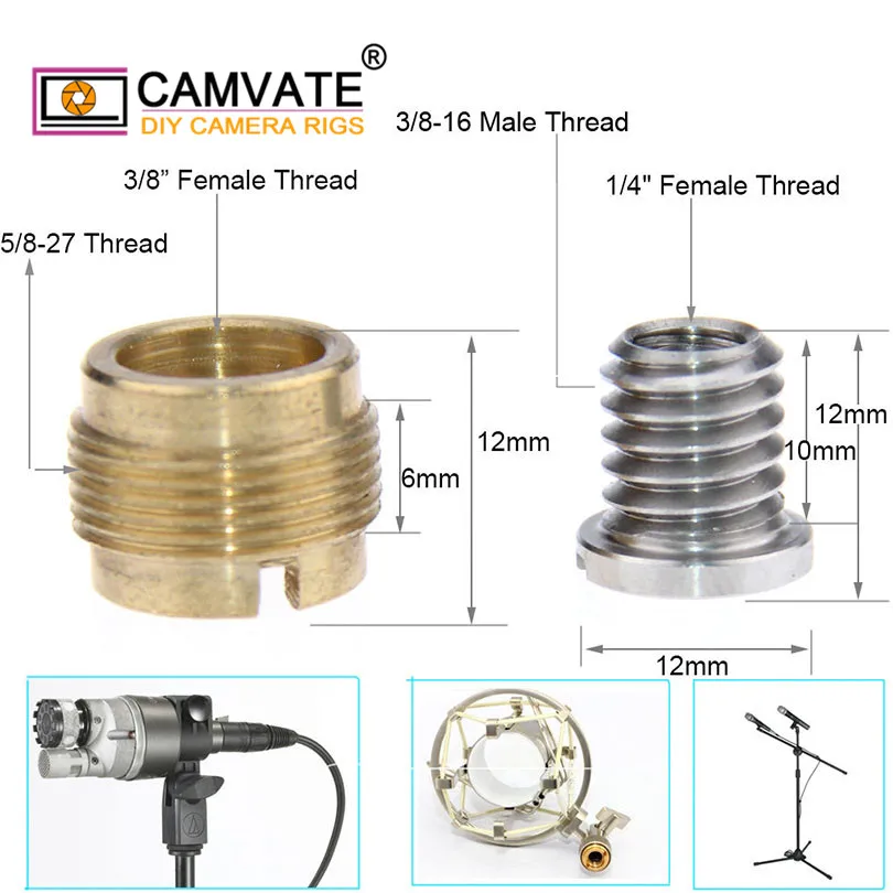 CAMVATE из 2 предметов микрофон с зажимом медной проволоки адаптер 1/4 &quot 20 до 3/8&quot 16