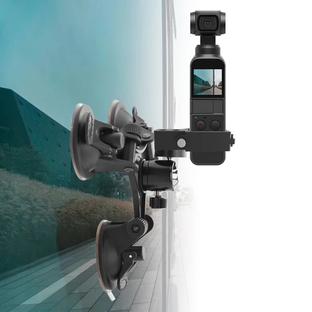 For DJI Osmo Pocket 2 Car Holder Suction Cup Mount Camera Stabilizer Accessory with Aluminium Expansion Module Adapter Converter