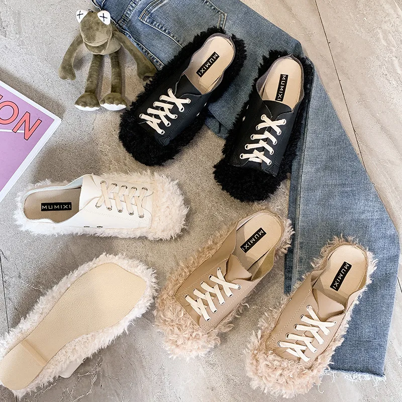 

Luxury Slides Cover Toe Shoes Flock Low Women's Slippers 2019 Pokemon Plush Designer New Flat Fur Soft with fur Rubber