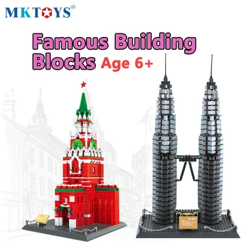 

World Famous Architecture Building Blocks Toy Taj Mahal Vassili Church Big Ben London Bridge Eiffel Tower 1000pcs+ DIY Bricks