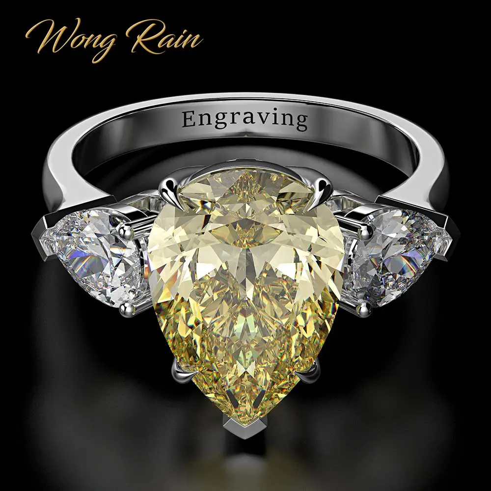 Wong Rain 100% 925 пробы создан драгоценный камень аквамарин Муассанит свадебное