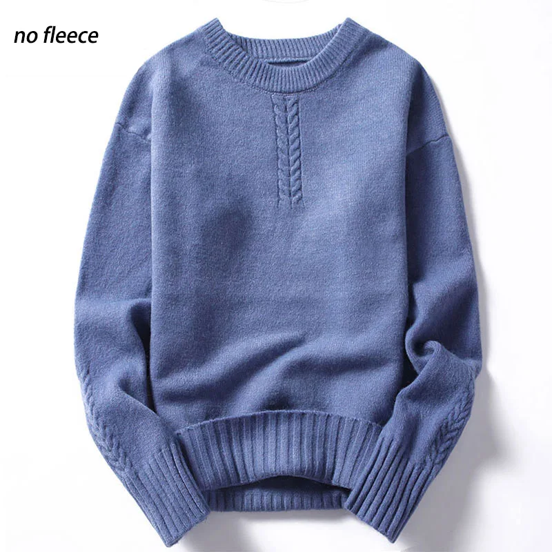no fleece D Новинка, классический мужской теплый свитер с начесом и без флиса, высококачественный акриловый вязаный мужской зимний свитер, топы, пуловеры - Цвет: no fleece D