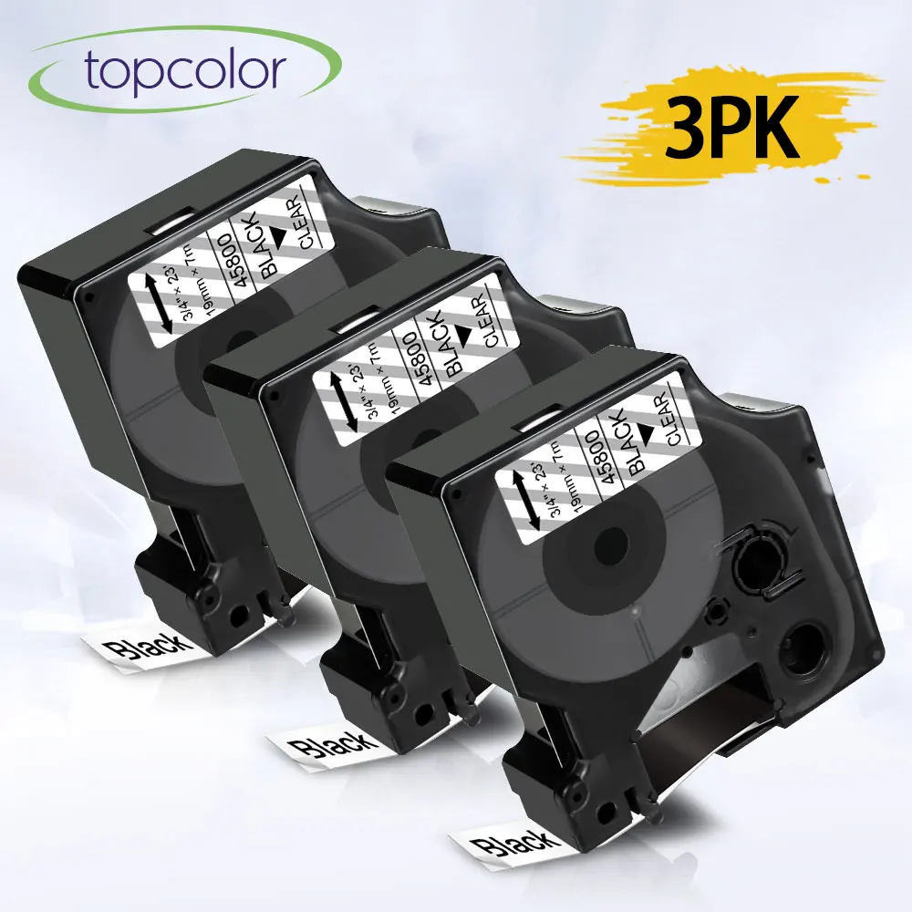 Topcolor 3PK 45800 D1 этикетка лента 19 мм совместимая наклейка с Dymo Maker черный на