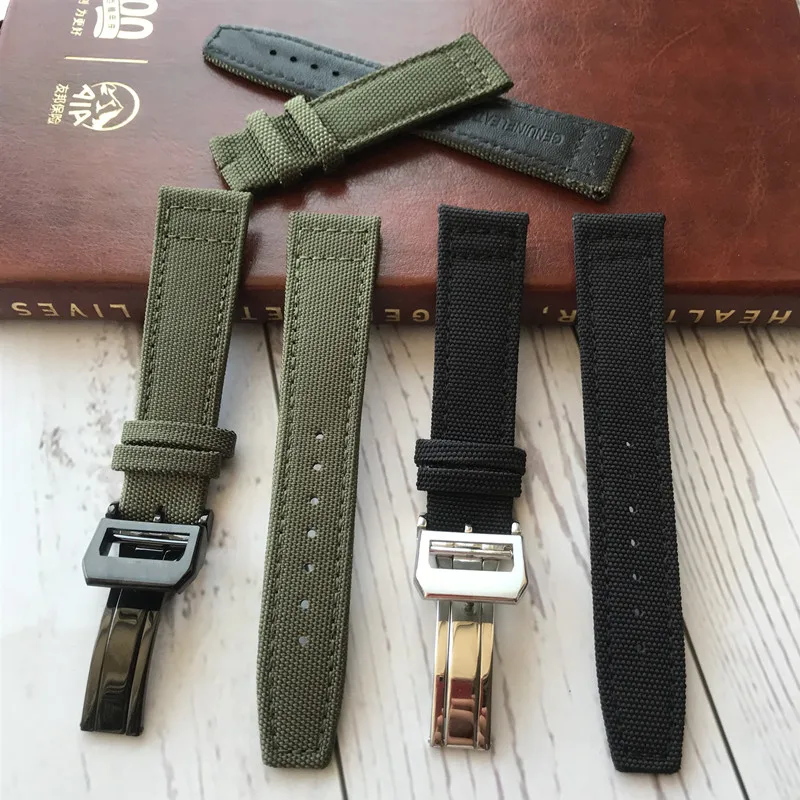 

20mm 21mm 22mm Nylon Canvas Fabric Watch Band for IWC Pilot Spitfire Timezone Top Gun Strap Green Black Belts Wristwatch Straps