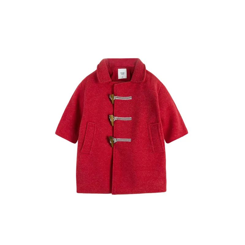 Honey Angle/Осенняя куртка для девочек; детская верхняя одежда с длинными рукавами и лацканами; шерстяная теплая одежда для малышей; модные топы с лацканами