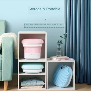 

ABS Plastic 100-240V 10W Mini Ultrasonic Washing Machine Foldable Bucket Type Laundry Clothes Washer Cleaner