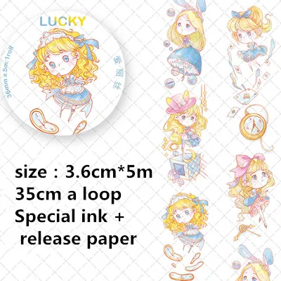 

Lovely girl Decoration Washi Tape Cartoon Alice stickers DIY planner scrapbooking Masking Tape escolar