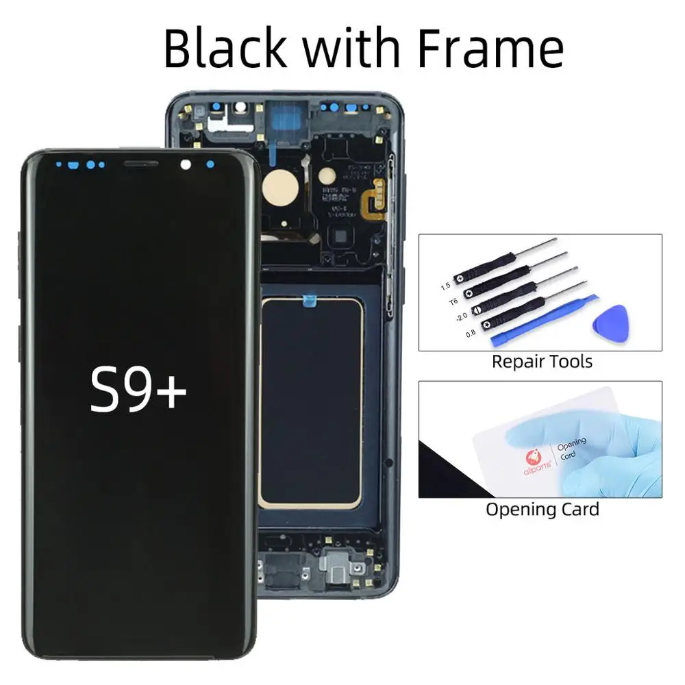 AMOLED Дисплей для SAMSUNG Galaxy S9 LCD G960 G960F S9 Plus LCD G965 G965F экран в сборе с тачскрином на рамке - Цвет: S9 Plus Black Frame