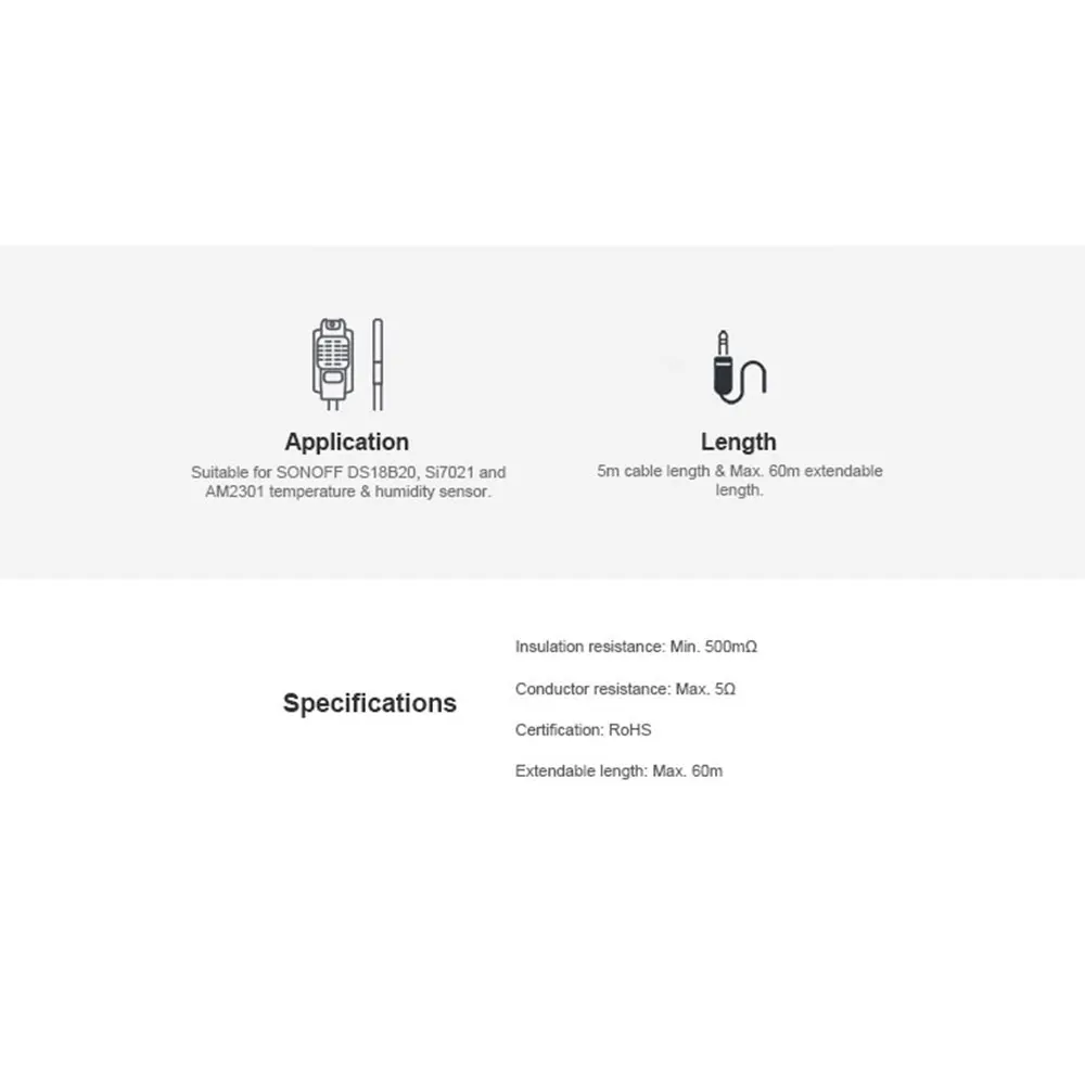 Itead Sonoff 2 шт. удлинитель AL560 совместим с Sonoff AM2301/Si7021/DS18B20 датчики температуры/влажности высокая точность