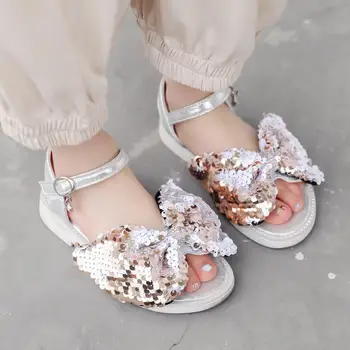 

New 2020 Summer Sandals for Girls Sandals Glitter Rhinestone Princess Beach Shoes Kids High Heel Crystal Party Dance Sandals