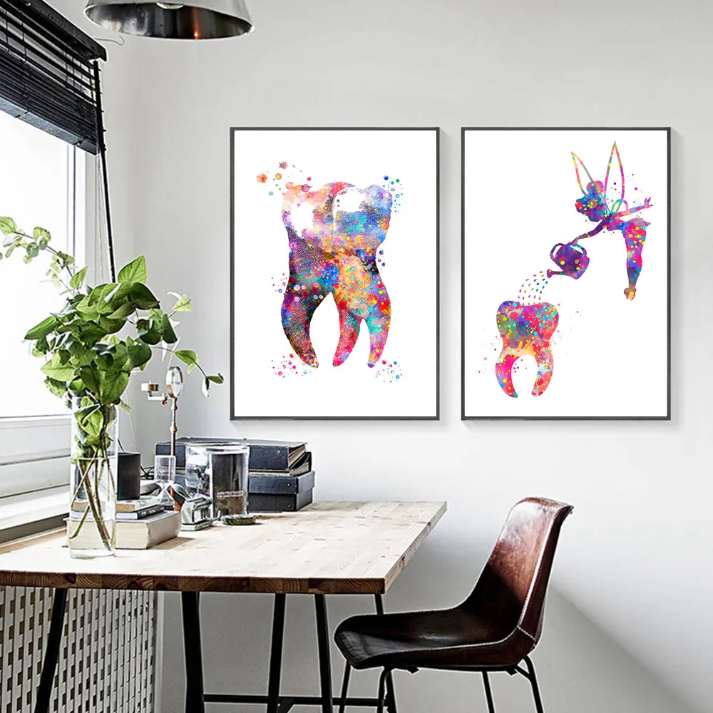 Dental-Poster-Tooth-Fairy-Watering-Wall-Art-Canvas-Prints-Watercolor-Painting-Clinic-Dentist-Decoration-Wall-Pictures (2)