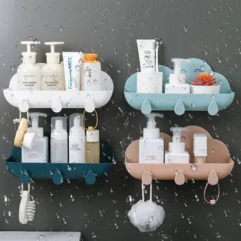 

Cloud Shaped Bathroom Shelf Shower Caddy Organizer Wall Mount Shampoo Rack No Drilling Kitchen Storage Bathroom Accessories