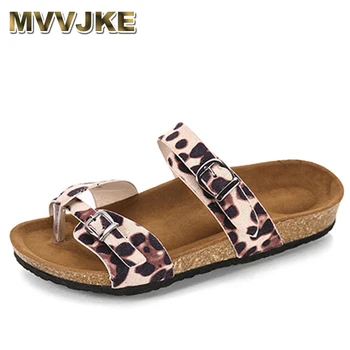 

MVVJKE Wedge Shoes For Women Retro women Leopard Print Sandals Beach Shoes Thick Sole Shoes Cork Slippers