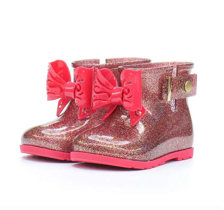 Высококачественные детские резиновые сапоги для мальчиков и девочек; резиновые сапоги с милым бантом; прозрачная непромокаемая обувь; детская обувь; Нескользящие Детские сапоги принцессы - Цвет: SHOW PICTURE4