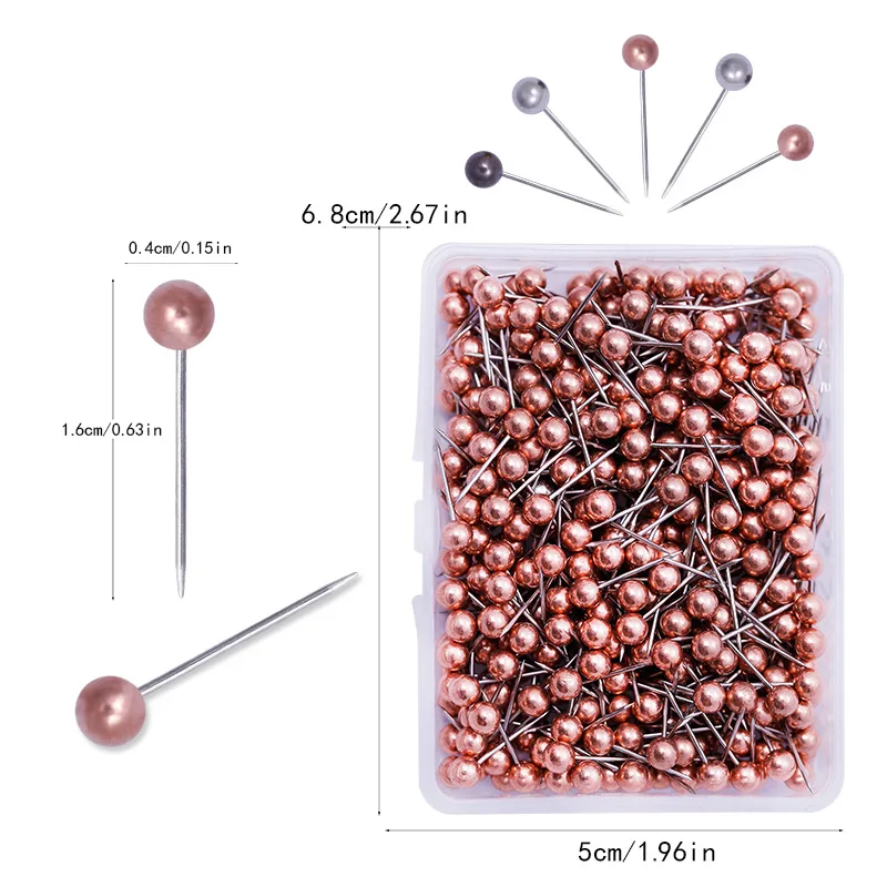 200pcs 6mm Map Tacks Push Pins With Gold Round Head Steel Point For  Bulletin Board Fabric Marking Push Pins With Box - Pins & Pincushions -  AliExpress