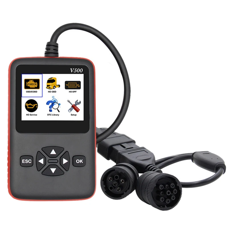 V500 Truck And Car Diagnosic 2 In 1 Obd Obd2 Cr-Hd Device Diagnostic Tool Scanner Heavy Duty Scan |