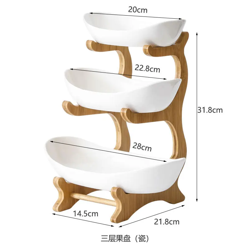 Домашний кухонный инструмент, креативное японское стильное керамическое блюдо, деревянный поднос, сухофрукты, закуска, конфетное блюдо, разделенное блюдо, соус, блюдо - Цвет: 3 layer White