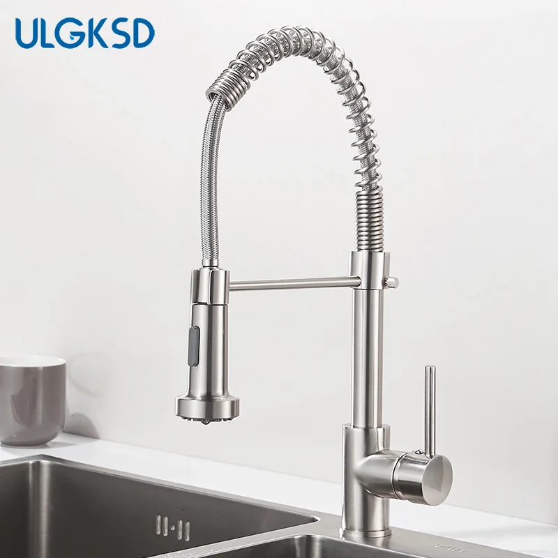 ULGKSD кухонный кран Pull Down распылитель сопла горячей и холодной воды Смеситель кран с одной ручкой латунь Para кухонная раковина