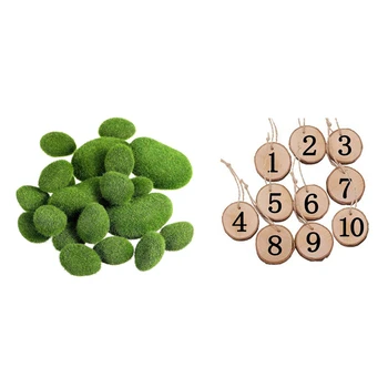

1-10 Numbers Wooden Hanging Table Cards Place Holder Table Number Figure Card Digital with 20 Pieces 2 Sizes Artificial Moss Roc