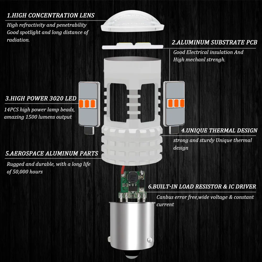 KAMMURI(2) ошибок Янтарный PY21W Поворотная сигнальная лампа BAU15S 1156 Автомобильный светодиодный светодиодные лампы для спереди или сзади отложным воротником сигнальные огни/белый красный 12V