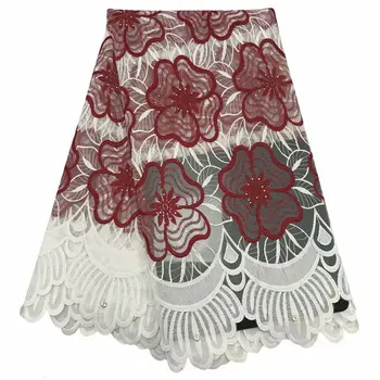 

Latest RED Color French Africa Lace Fabric High Quality African Embroidered Tulle Lace Fabric For Appliqued Wedding Dress