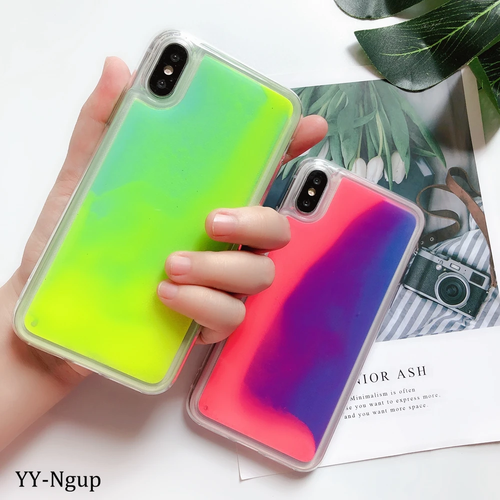 Honor 10 Lite чехол для huawei P Smart чехол для телефона светящийся в темноте Блестящий Жидкий чехол для huawei P30 Lite Nova 3i Capa