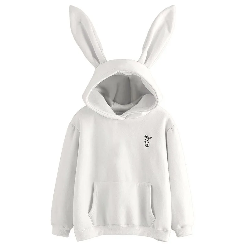  Women's 2019 Hot Sale Cute Bunny Girl Hoodie Casual Cute Long Sleeve Sweatshirt Pullover With Ears 