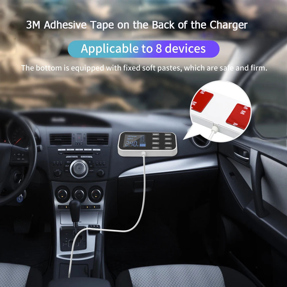 GOOJODOQ 8 портов USB Автомобильное зарядное устройство светодиодный цифровой дисплей Быстрая зарядка для iPhone 11 Pro Max samsung Xiaomi huawei автомобильное зарядное устройство для телефона