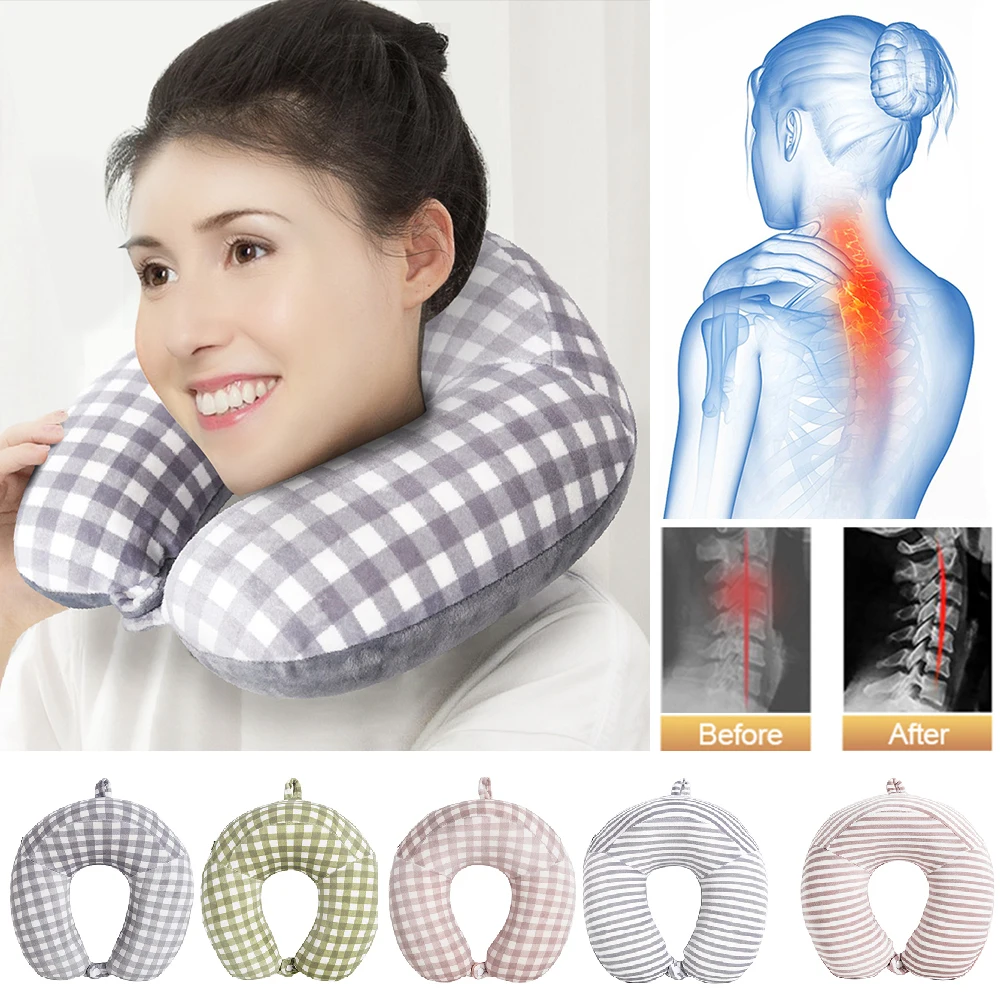 

U-Shape Memory Foam Travel Pillow Slow Rebound Neck Pillow Head Support Rest Cushion Neck Pillow Ofiice Flight Airplane 1pcs