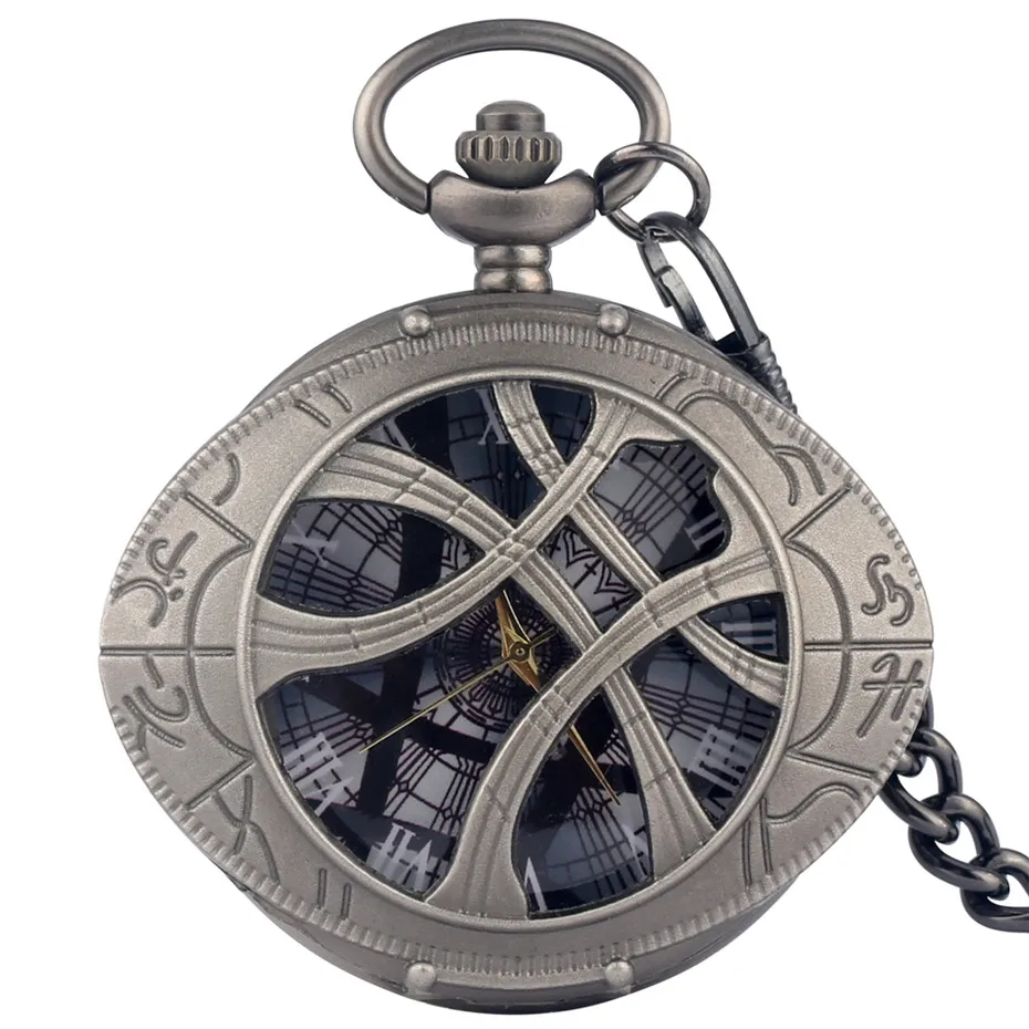 30 cm chain Доктор Кто тема глаз Форма Охотник кварцевые карманные часы Бронзовый Творческий ожерелье свитер цепь кулон антикварные часы унисекс подарок - Цвет: 30 cm chain