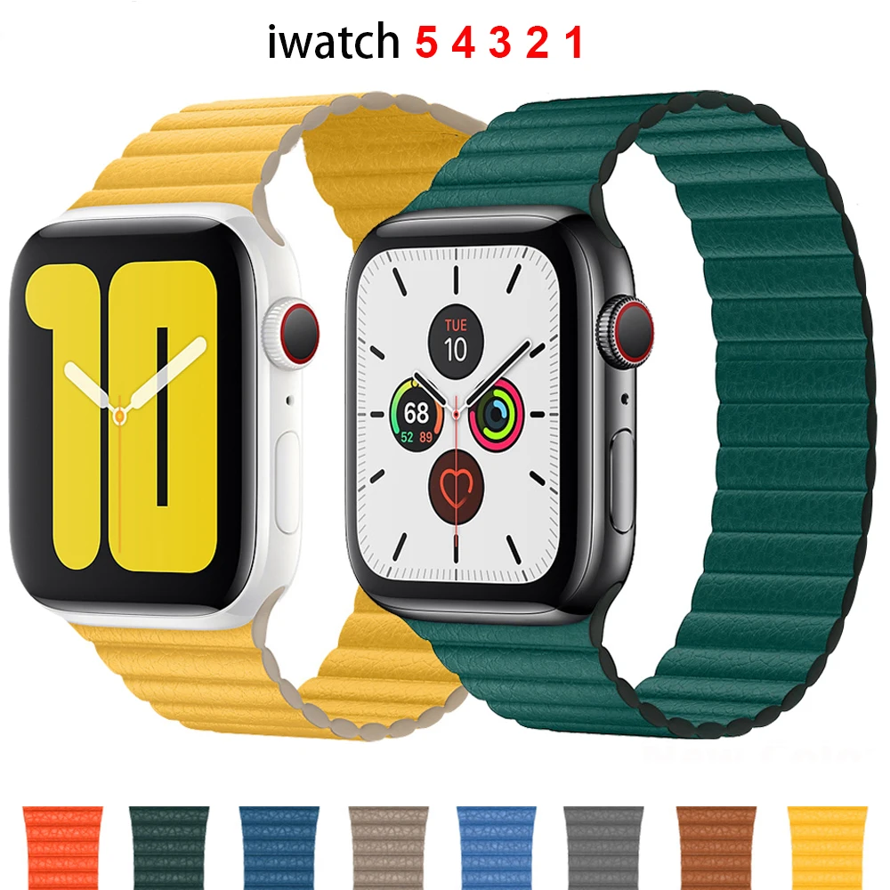 

Leather loop strap For Apple watch series 6 SE 5 4 3 Magnetic belt bracelet iWatch 42mm 38mm for Apple watch Band 40mm 44mm