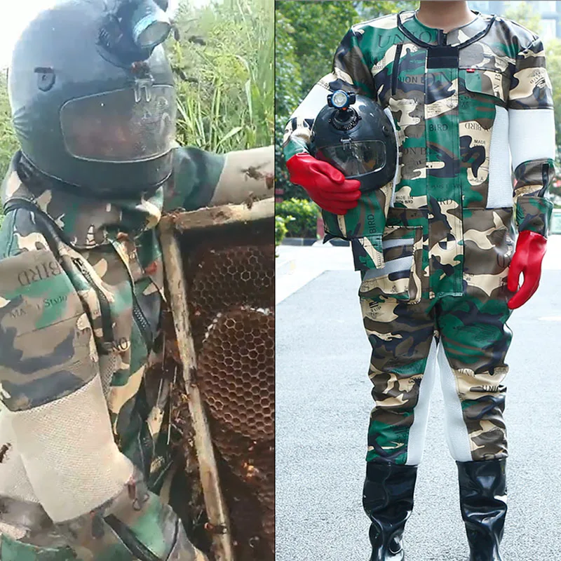 Full set of horse bee clothing with helmet, thickened, ventilating and integrated with fan PU