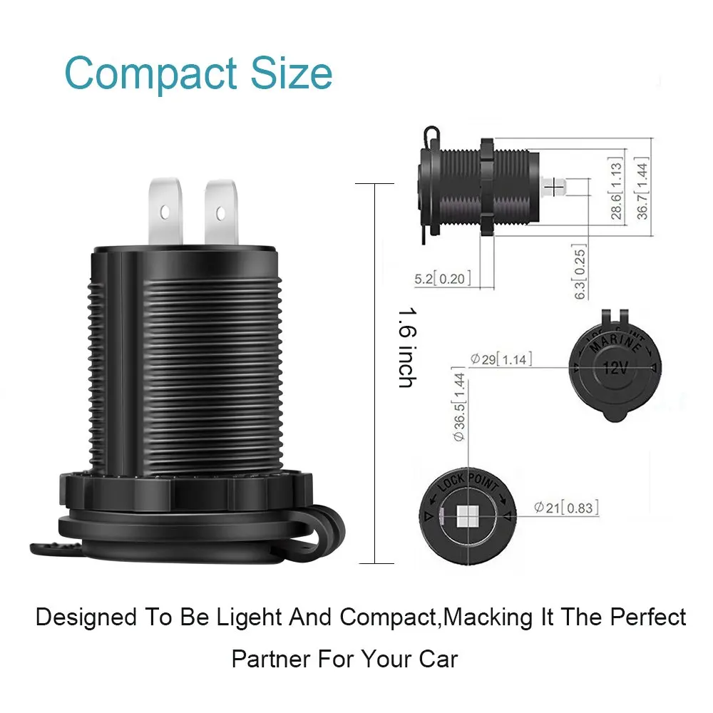 2 шт. DIY водонепроницаемая розетка для автомобильного прикуривателя