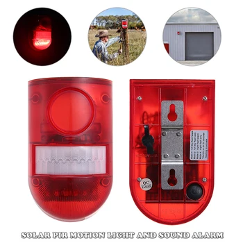 

Mayitr 1pc Waterproof Outdoor Solar Strobe Light Anti Theft Sound And Light Alarm For Farms Villas Orchards Tea Gardens