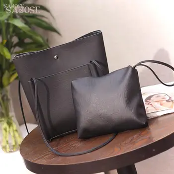 

Women Bags Set 2 Pcs Leather Handbag Compound Bag Simple Tote Bags Ladies Shoulder Handbag Messenger Bag For Lady Sac a Main